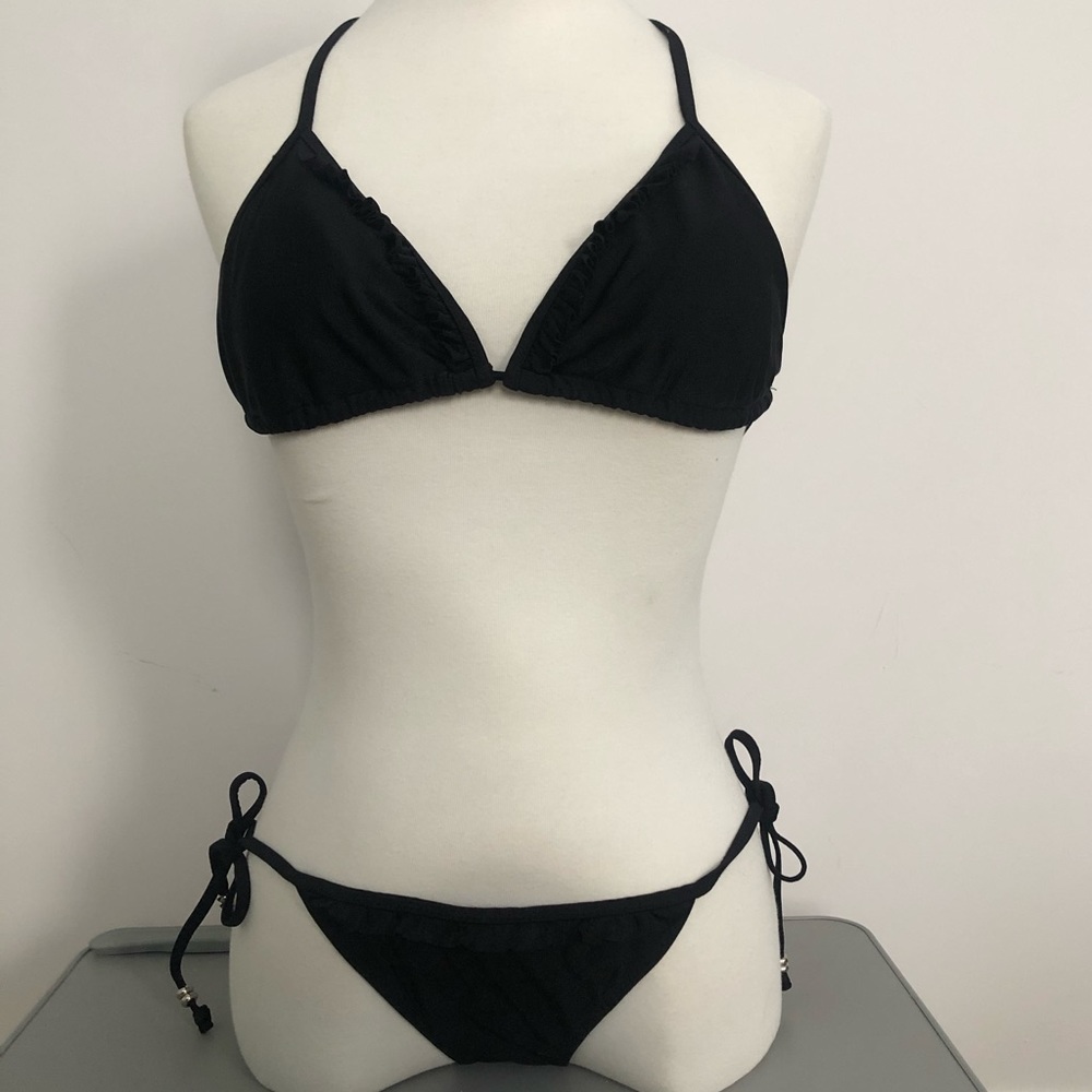 AE String Bikini Black top S bottom NWT XS